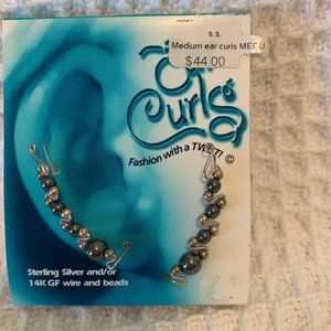 Ear Curls! Sterling Silver, Black and Gold beads for pierced ears